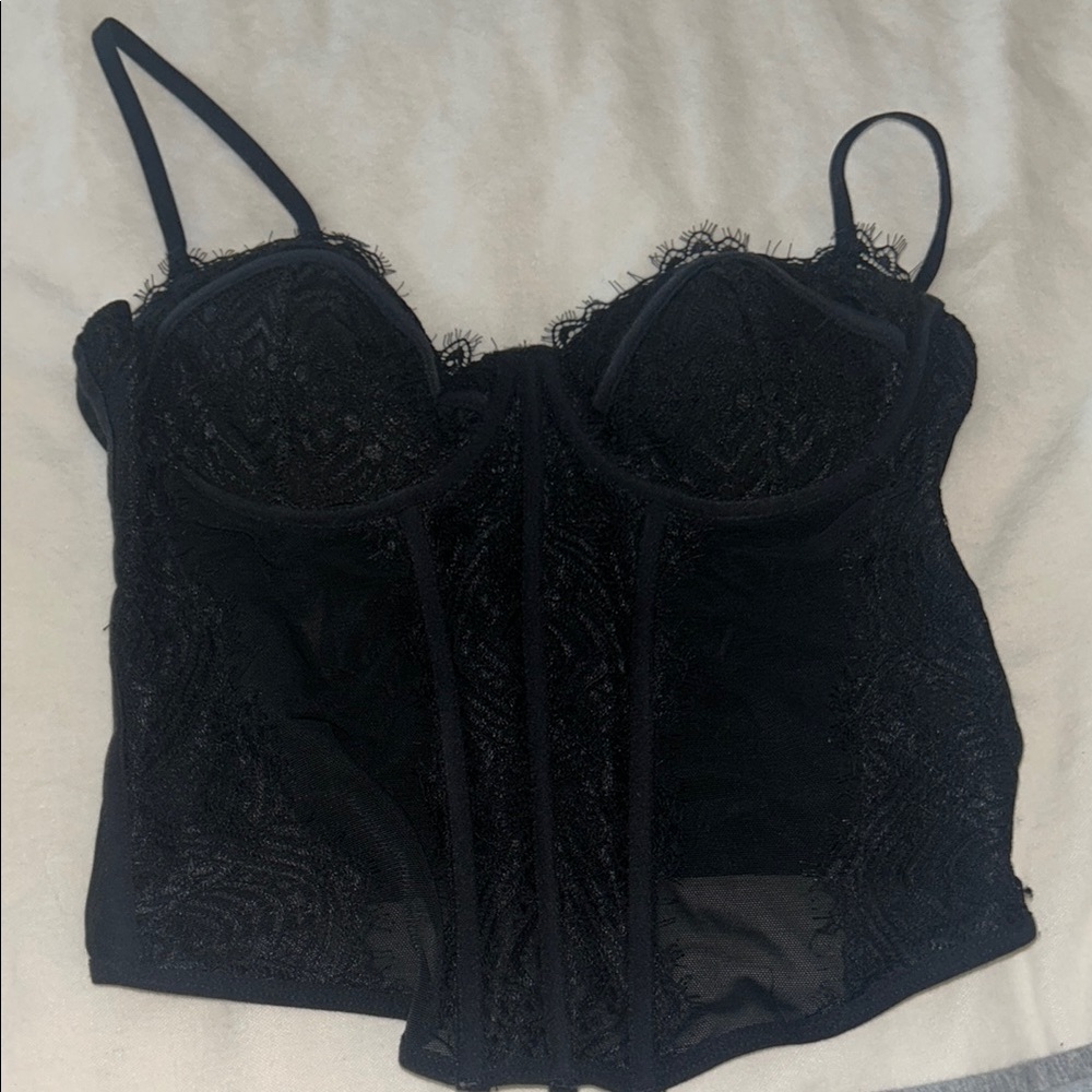 Black Lace Bustier Top
